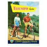 Advertising Poster Triumph Cycles Quality Value Reliability Cycling Country Coventry