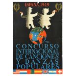 Advertising Poster Folk Song Dance Competition Spain Concurso Internacional De Canciones