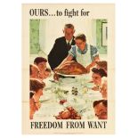 War Poster Freedom From Want WWII Rockwell Dinner