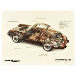 Advertising Poster Porsche 911 SC Cutaway Automobile Sports Car Dealership