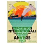 Travel Poster Colonial Maritime Art Deco Flemish Art Exhibition Antwerp 1930