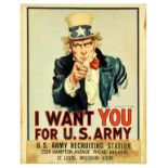 War Poster Vietnam War I Want You For US Army Uncle Sam Montgomery Flagg St Louis Missouri