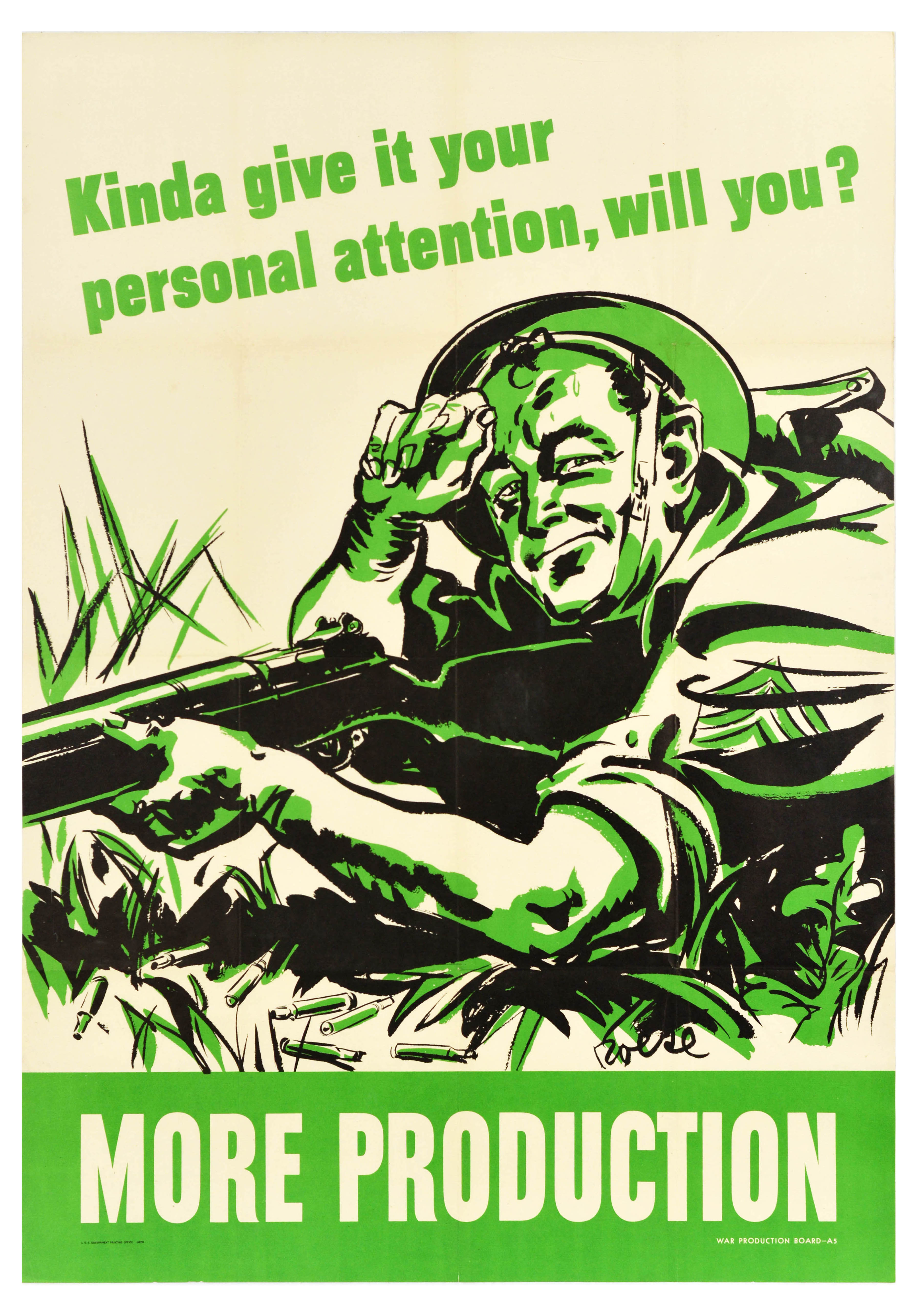 War Poster WWII More Production Personal Attention US