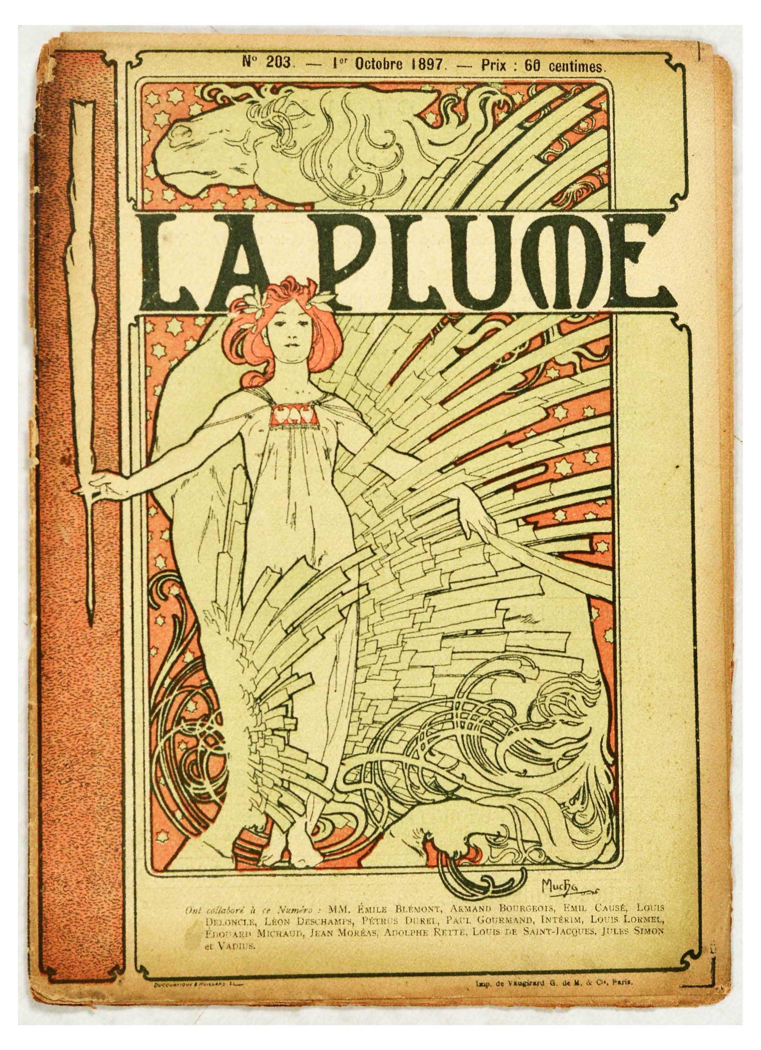 Advertising Poster La Plume Magazine Alphonse Mucha