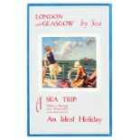 Travel Poster London Glasgow By Sea Clyde Shipping Company Art Deco