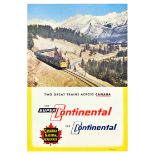 Travel Poster Super Continental Canada Railway CNR Rockies Canadian National Railways