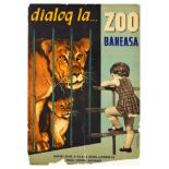 Travel Poster Bucharest Zoo Baneasa Lion Romania