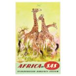 Travel Poster Africa SAS Giraffe Scandinavian Airlines Nielsen
