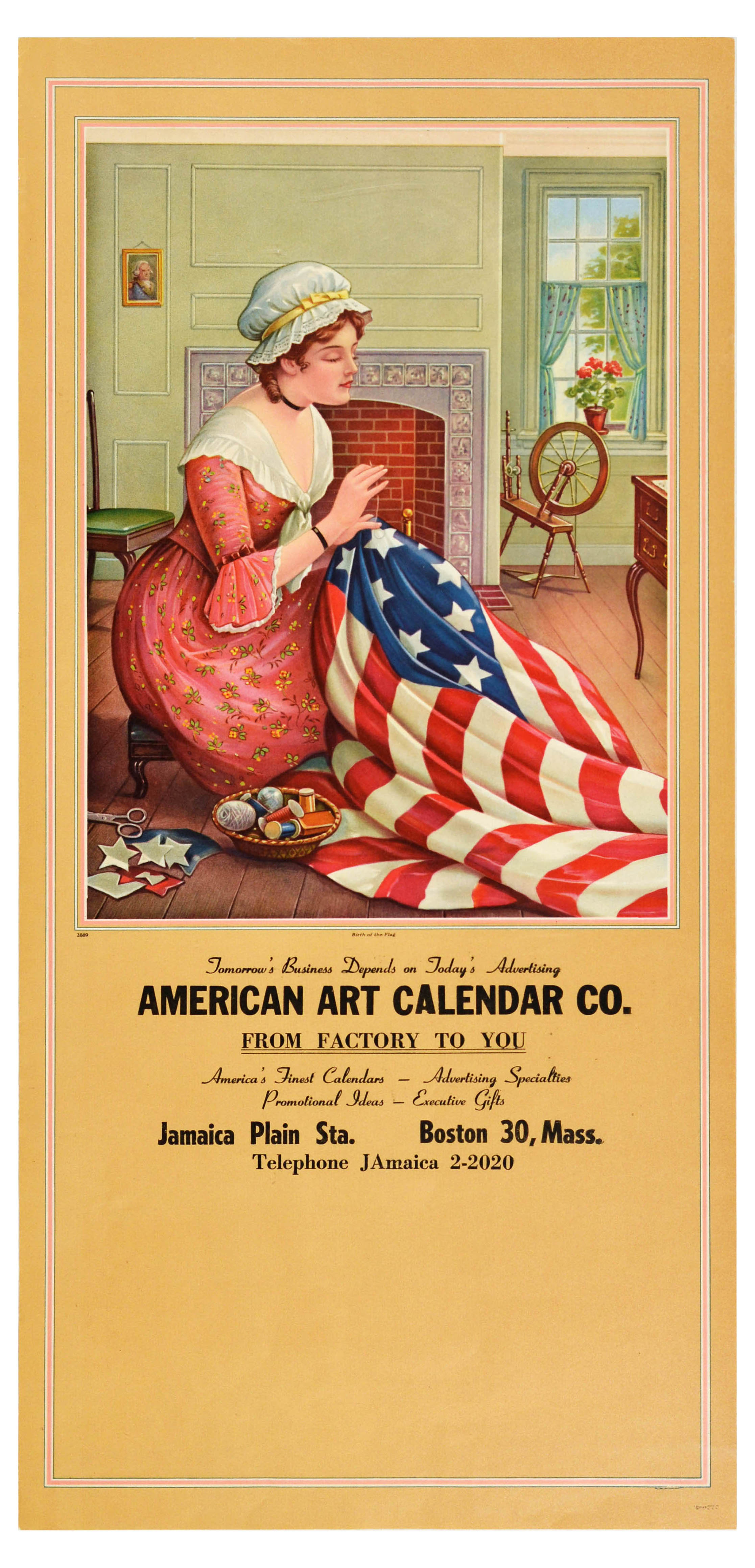 Advertising Poster Birth of the Flag USA American Art Calendar