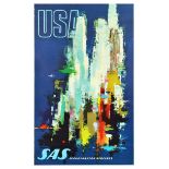 Travel Poster USA SAS Scandinavian Airlines Airways