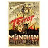 War Poster WWII Air Raid Bomber Aircraft Munich Terror Uber Munchen