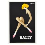 Advertising Poster Bally Shoes Fashion Villemot Lady
