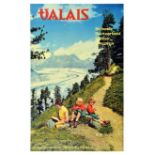 Travel Poster Valais Switzerland Mountain Hiking