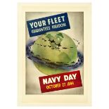War Poster WWII Your Fleet Guarantees Freedom Navy Day US
