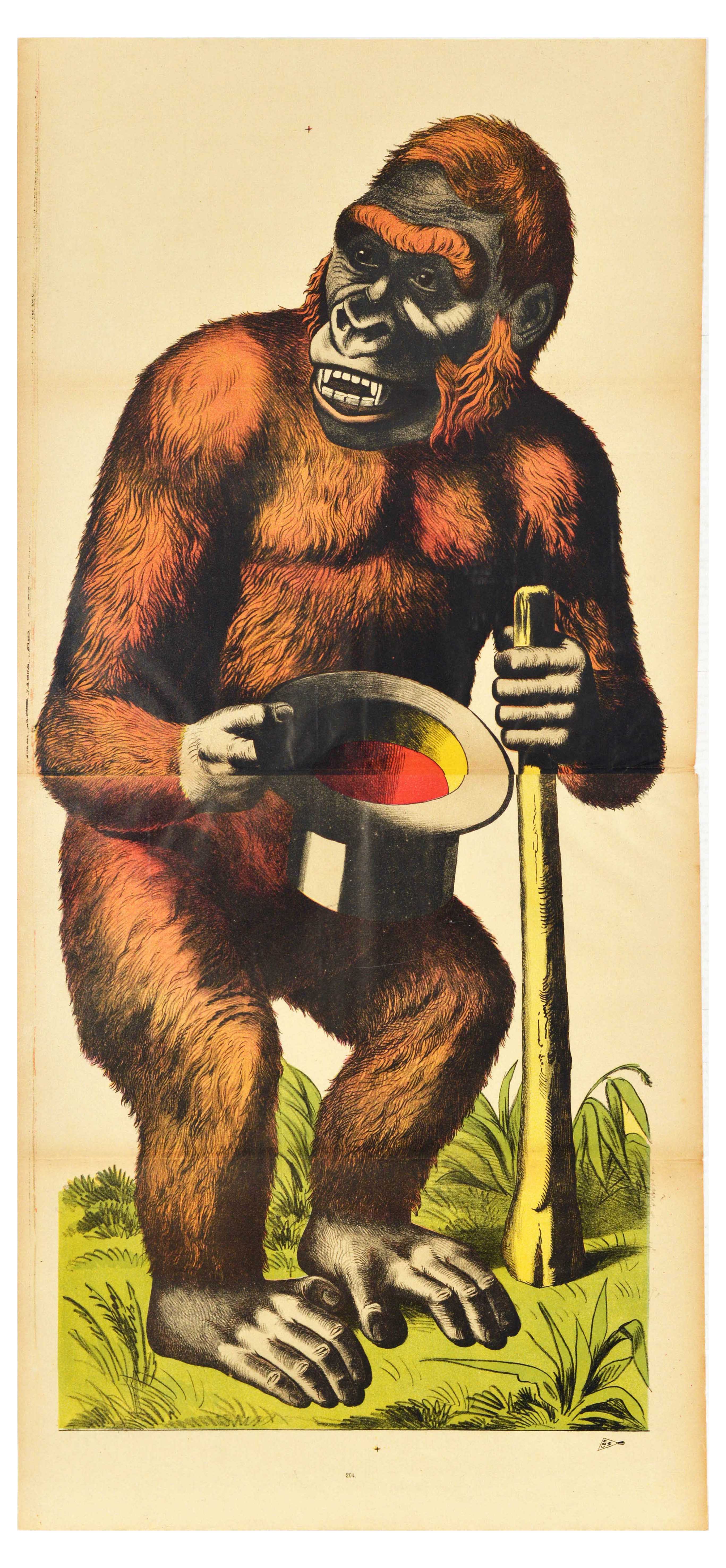 Advertising Poster Gorilla Top Hat Weissenburg Burckardt