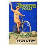 Advertising Poster Triumph Cycles Coventry Bicycle Cycling Raleigh