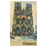 Travel Poster Reims Cathedral France Notre Dame Gothic