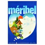 Travel Poster Meribel Savoie Trois Vallees Ski France Hiking Winter Sports