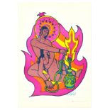 Advertising Poster David Hodges The Blessed Trinity Hookah Psychedelic Erotic