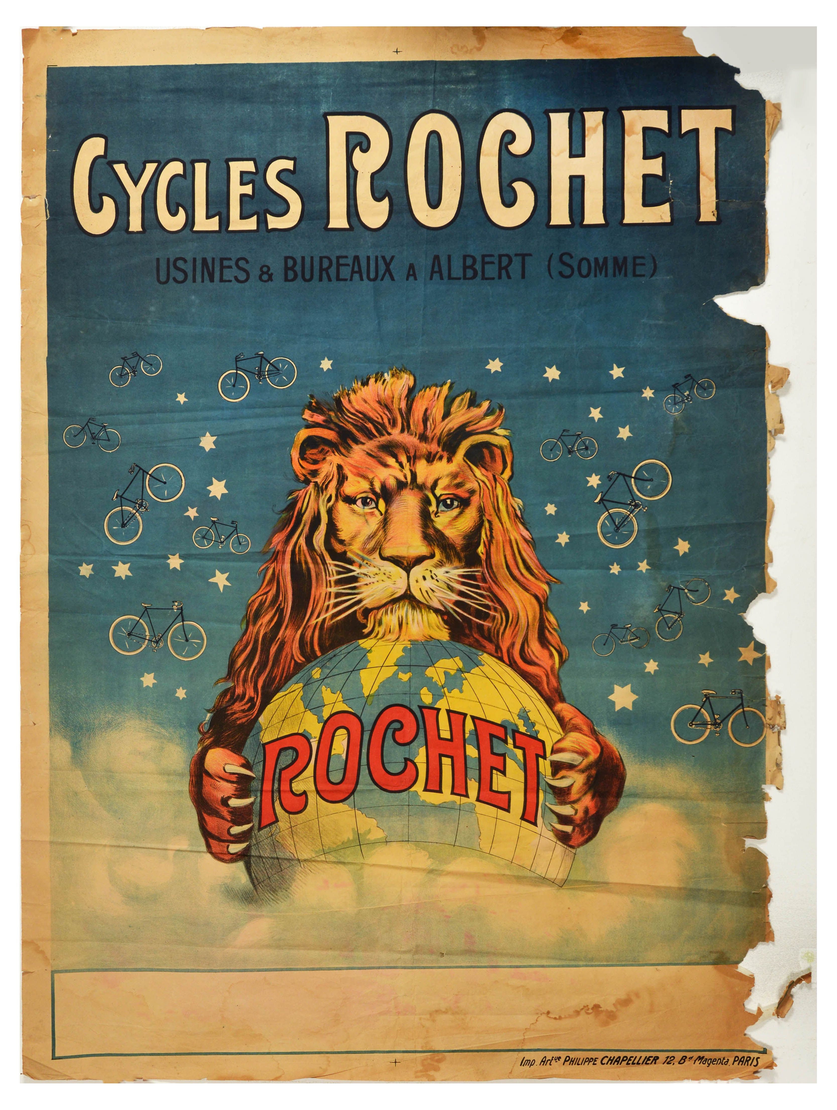 Advertising Poster Cycles Rochet Bicycles Lion Cycling Paris