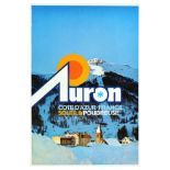 Travel Poster Auron Cote d'Azur Ski France Riviera Sun Winter Sports
