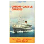 Travel Poster Union Castle Cruises Liner Have Fun Go Places Tourism