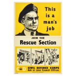 Propaganda Poster Civil Defence Corps Rescue Section Recruitment