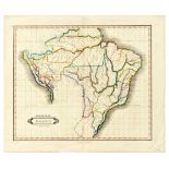 Antique Engraving Poster Map Lower Peru Brazil and Paraguay