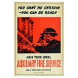 Propaganda Poster Auxiliary Fire Service Recruitment Fireman