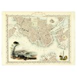 Antique Engraving Poster Boston Illustrated Map Plan John Tallis