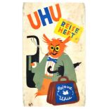 Advertising Poster Uhu Magazine Owl Travel Booklet