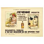 Propaganda Poster Rickets Treatment Child Health USSR