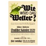 Advertising Poster Kohlers Illustrated Calendar 1929 Frog