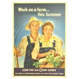Propaganda Poster WWII Crop Corps Farm Work Farmer