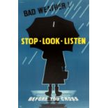 Propaganda Poster ROSPA Cusden Midcentury Modern Road Safety Stop Look