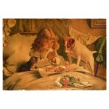 Advertising Poster Girl Breakfast Prayer Dog Cat Charles Burton Barber