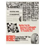 Advertising Poster Firestone Tires Indianapolis Motor Car Racing