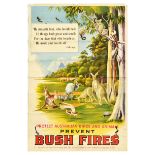 Propaganda Poster Prevent Bush Fires Australia Birds Animals