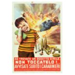 Propaganda Poster WWII Explosive Land Mine Grenade Carabinieri