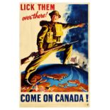 War Poster WWII Lick Them Over There Canada