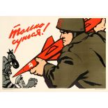 Propaganda Poster Atom Bomb Red Rocket Soldier USSR Cold War