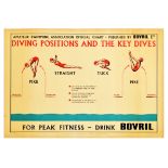Sport Poster Diving Positions Key Dives Bovril Drink Swimming Association