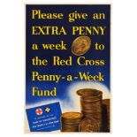 War Poster Extra Penny Red Cross WWII Duke Of Gloucester Fund