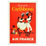 Travel Poster Air France Fly Through The Caribbean Dancing