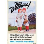 Propaganda Poster Big Decision Baseball Kids USA Work Motivation