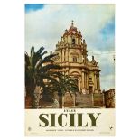 Travel Poster Ragusa Sicily Cathedral San Giorgio ENIT Italy