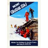 Travel Poster Global Ski Winter Fun Holidays Skiing Mountain