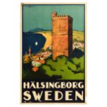 Travel Poster Halsingborg Sweden Karnan Tower Fortress