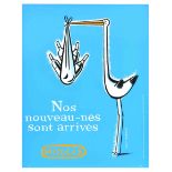 Advertising Poster Nicolas New French Wine France Alcohol Stork Delivery