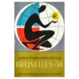 Advertising Poster Brussels World Fair Exposition Midcentury Modern Universelle Brussels